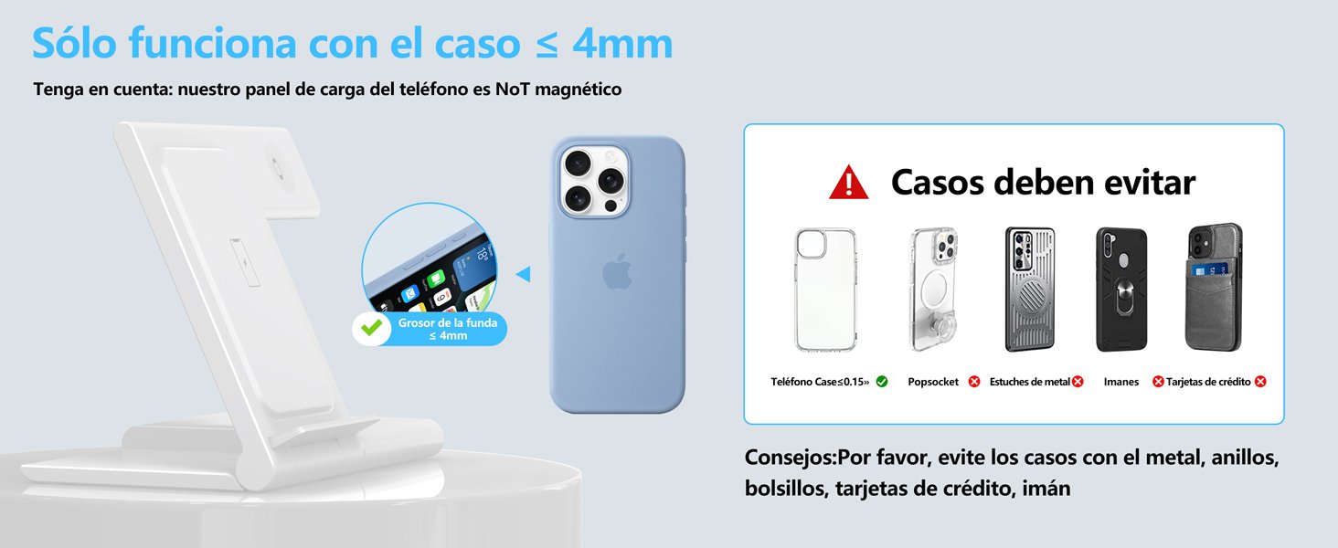 Cargador Inalámbrico 3 en 1, Wireless Charger Rápido Soporte De Carga Inalámbrico - Imagen 4