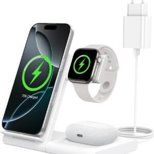 Cargador Inalámbrico 3 en 1, Wireless Charger Rápido Soporte De Carga Inalámbrico