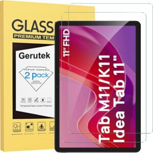 Gerutek 2 Piezas Protector Pantalla para Lenovo Tab M11 2024 / K11 / Lenovo Idea Tab 2025, 11" (TB-336FU/330FU/331FC/330XU), Dureza 9H, Antiarañazos, Antihuellas, Sin Burbujas, Cristal Vidrio Templado