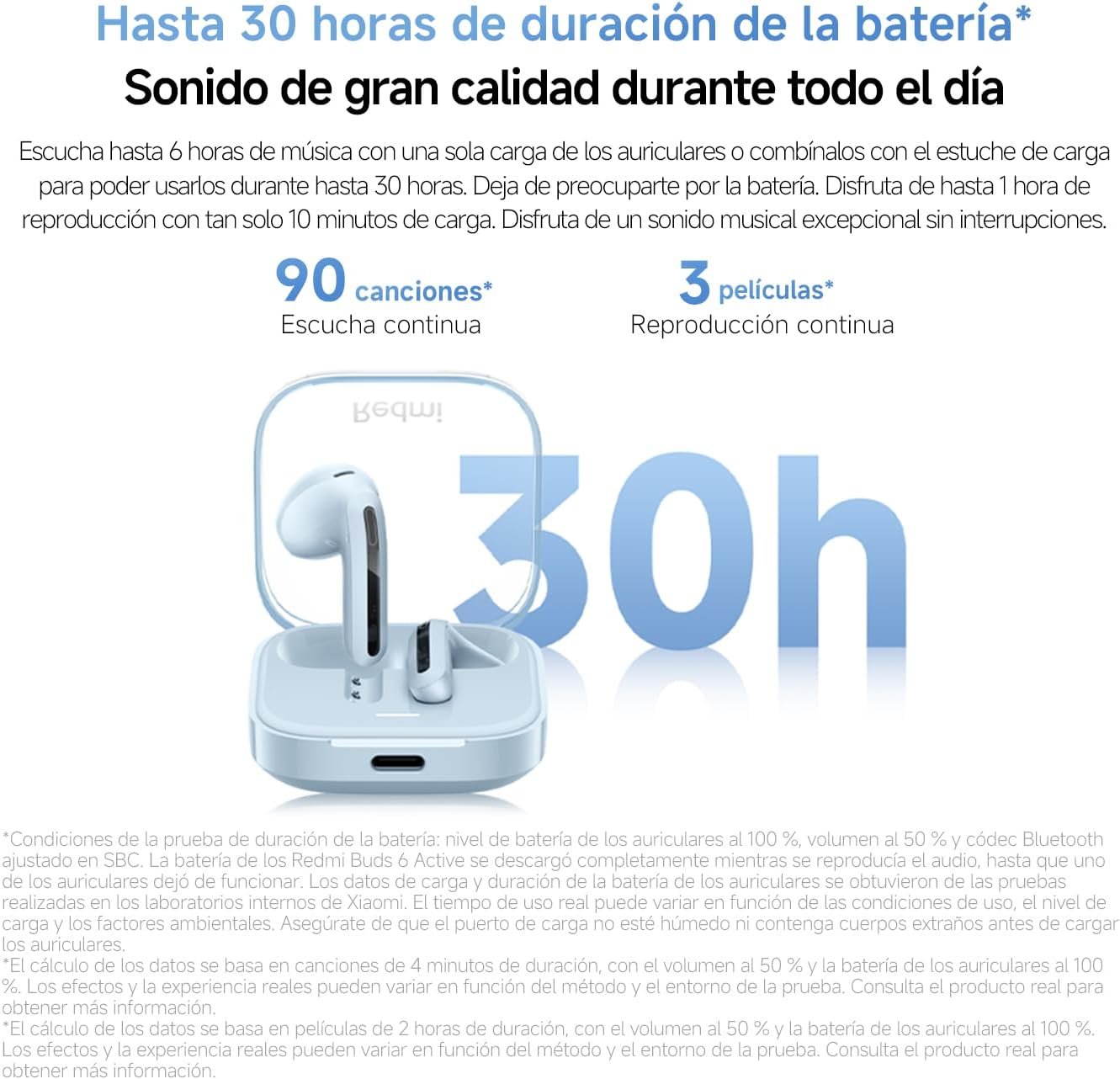 XIAOMI Redmi Buds 6 Active - Auriculares inalámbricos, cancelación de Ruido, Ligeros, hasta 36 Horas de autonomía, Bluetooth 5.4, Negro (Versión ES) - Imagen 5